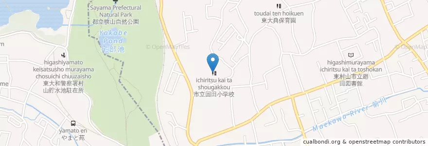 Mapa de ubicacion de 市立回田小学校 en 日本, 东京都/東京都, 東村山市.
