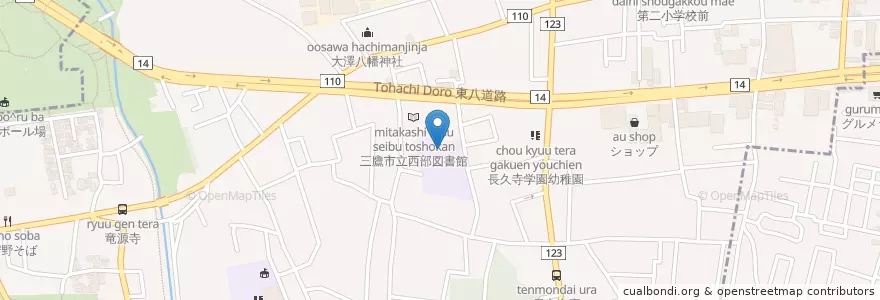 Mapa de ubicacion de 市立大沢台小学校 en Jepun, 東京都, 三鷹市.