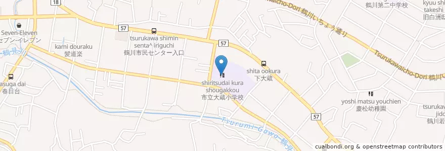 Mapa de ubicacion de 市立大蔵小学校 en Japon, Tokyo, 町田市.