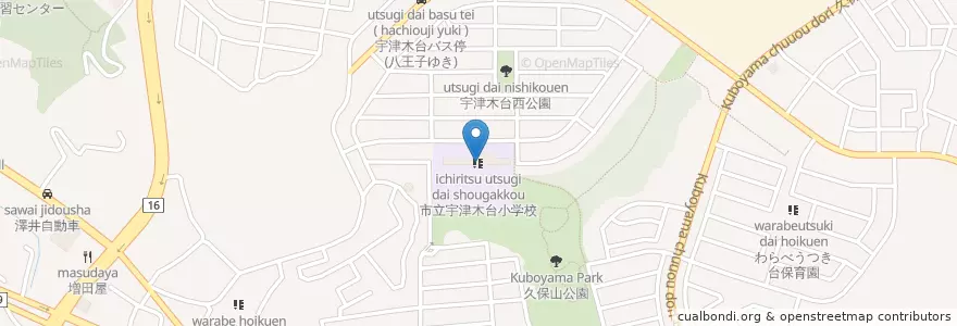 Mapa de ubicacion de 市立宇津木台小学校 en Япония, Токио, Хатиодзи.