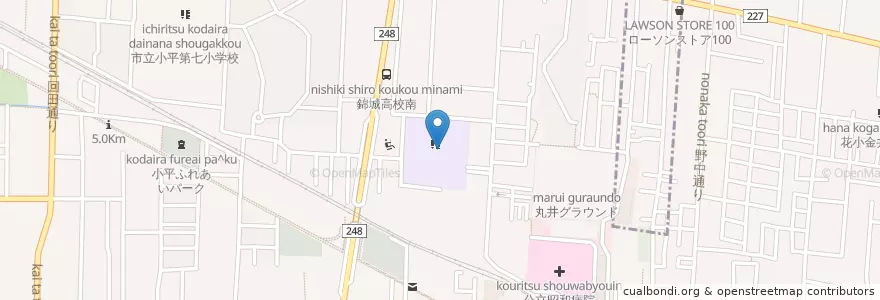 Mapa de ubicacion de 市立小平第六中学校 en 日本, 東京都, 小平市.