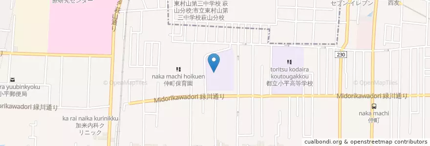 Mapa de ubicacion de 市立小平第十四小学校 en Japão, Tóquio, 小平市.