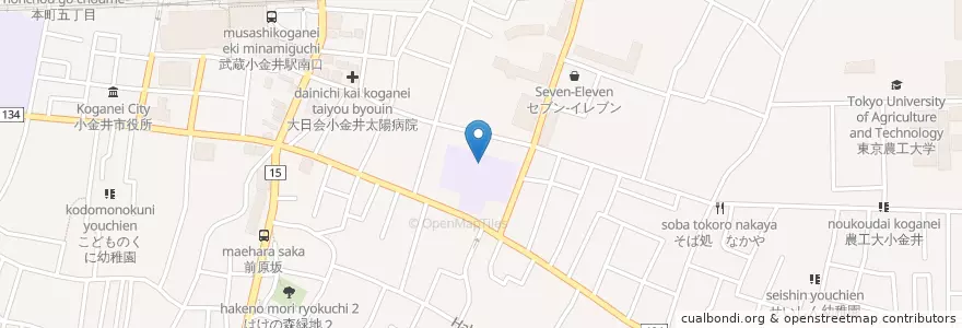 Mapa de ubicacion de 市立小金井第一小学校 en 日本, 東京都, 小金井市.