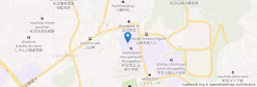 Mapa de ubicacion de 市立山崎中学校 en Japón, Tokio, Machida.