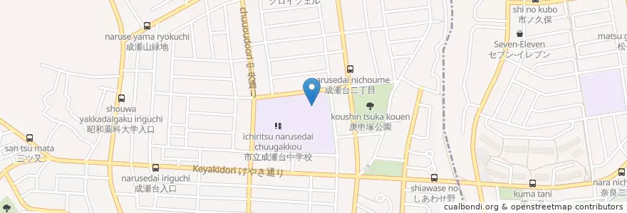 Mapa de ubicacion de 市立成瀬台小学校 en 일본, 가나가와현, 도쿄도, 요코하마시.