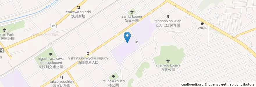 Mapa de ubicacion de 市立散田小学校 en 일본, 도쿄도, 八王子市.