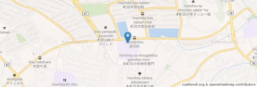 Mapa de ubicacion de 市立本町田小学校 en 日本, 東京都, 町田市.