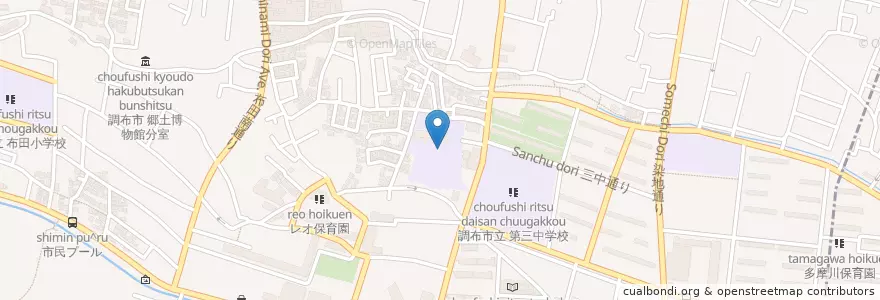 Mapa de ubicacion de 市立杉森小学校 en Japón, Tokio, Chofu.