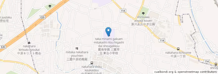 Mapa de ubicacion de 三鷹市立 東台小学校 en 日本, 東京都, 三鷹市.