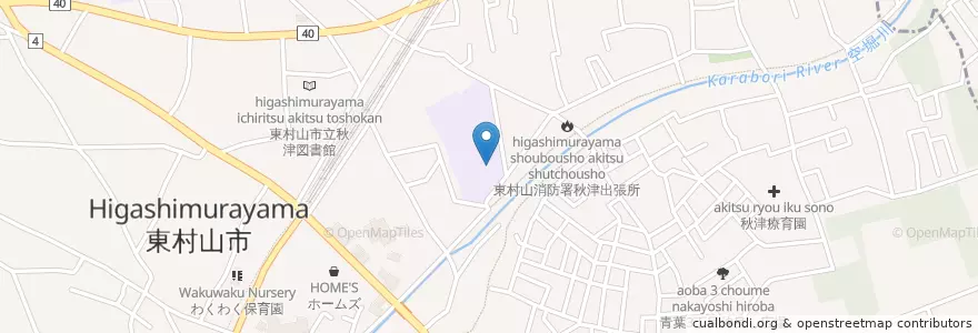 Mapa de ubicacion de 市立東村山第六中学校 en Japão, Tóquio, 東村山市.