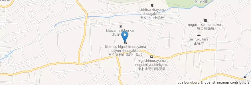Mapa de ubicacion de 市立東村山第四中学校 en Japon, Tokyo, 東村山市.
