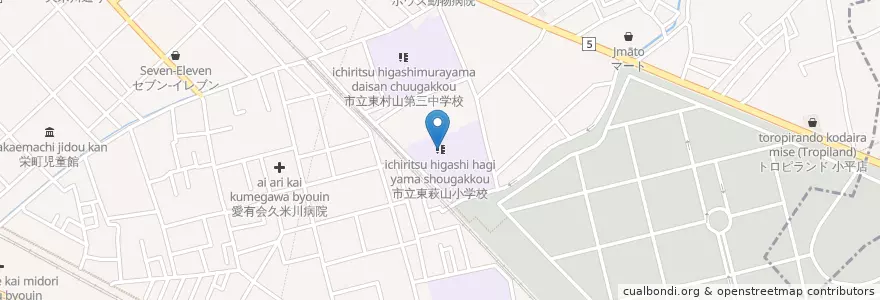Mapa de ubicacion de 市立東萩山小学校 en 일본, 도쿄도, 東村山市.