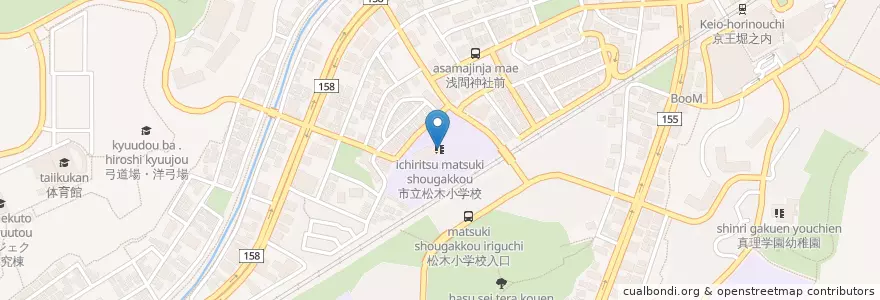 Mapa de ubicacion de 市立松木小学校 en Japonya, 東京都, 八王子市.