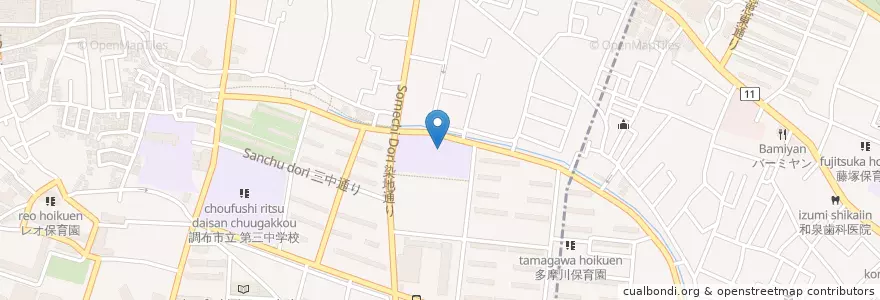 Mapa de ubicacion de 市立染地小学校 en 日本, 東京都, 調布市.