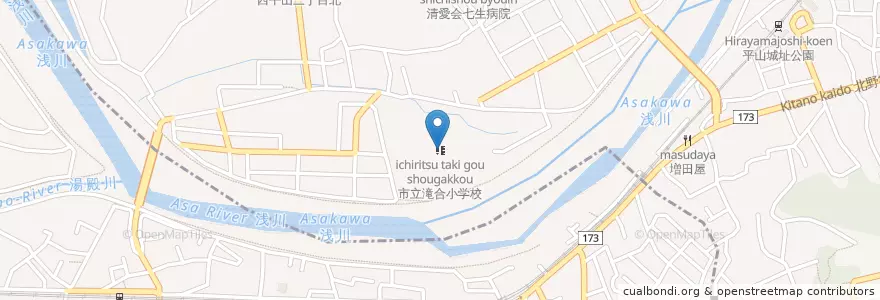 Mapa de ubicacion de 市立滝合小学校 en 日本, 東京都, 日野市.