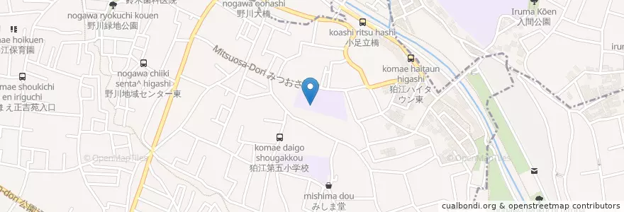 Mapa de ubicacion de 市立狛江第四中学校 en Jepun, 東京都, 狛江市.