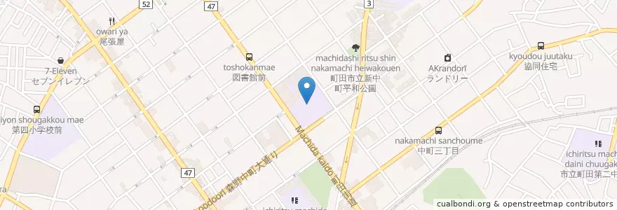 Mapa de ubicacion de 市立町田第一中学校 en Japonya, 東京都, 町田市.