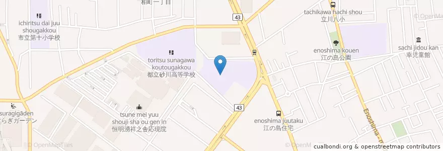 Mapa de ubicacion de 市立立川第六中学校 en Japan, 東京都, 立川市.