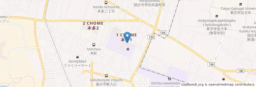 Mapa de ubicacion de Dainana Elementary School en Japan, Tokyo, Kokubunji.