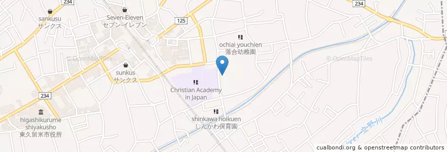 Mapa de ubicacion de 市立第二小学校 en Japão, Tóquio, 東久留米市.