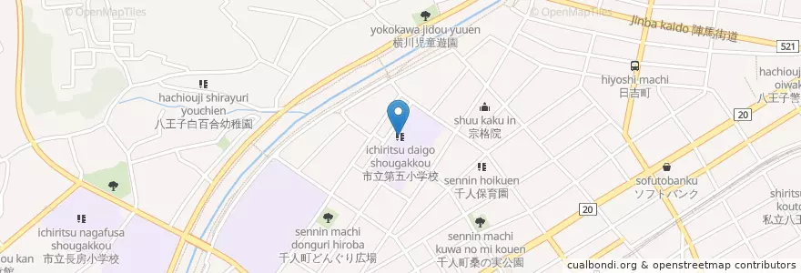 Mapa de ubicacion de 市立第五小学校 en Giappone, Tokyo, 八王子市.