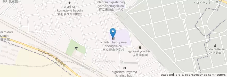 Mapa de ubicacion de 市立萩山小学校 en Japan, Tokyo, Higashimurayama.