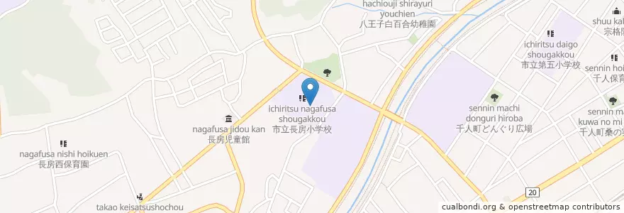 Mapa de ubicacion de 市立長房小学校 en Япония, Токио, Хатиодзи.