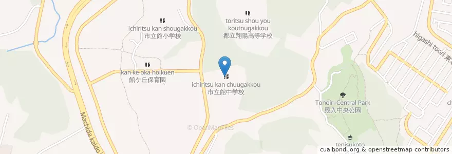 Mapa de ubicacion de 市立館中学校 en Japan, Tokyo, Hachioji.