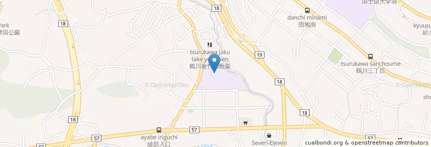 Mapa de ubicacion de 町田市立鶴川第一小学校 en 일본, 도쿄도, 町田市.