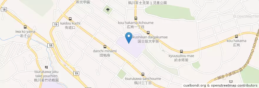 Mapa de ubicacion de 市立鶴川第四小学校 en Giappone, Tokyo, 町田市.