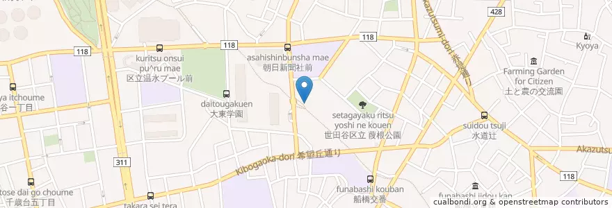 Mapa de ubicacion de 希望丘保育園 en Giappone, Tokyo, 世田谷区.
