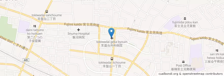 Mapa de ubicacion de 常盤台外科病院 en Japón, Tokio, Itabashi.