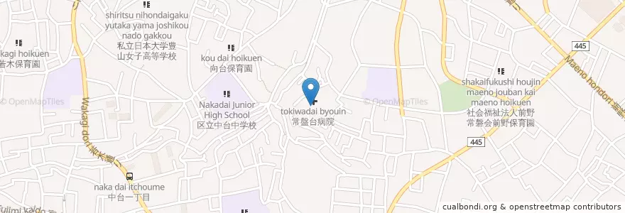 Mapa de ubicacion de 常盤台病院 en Giappone, Tokyo, 板橋区.