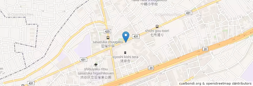 Mapa de ubicacion de 幡ケ谷第三保育園 en Japan, Tokio, 渋谷区.