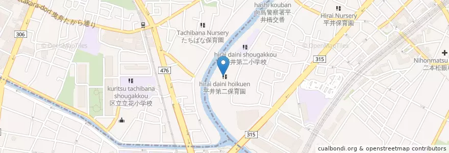 Mapa de ubicacion de 平井第二保育園 en Japan, 東京都, 墨田区.