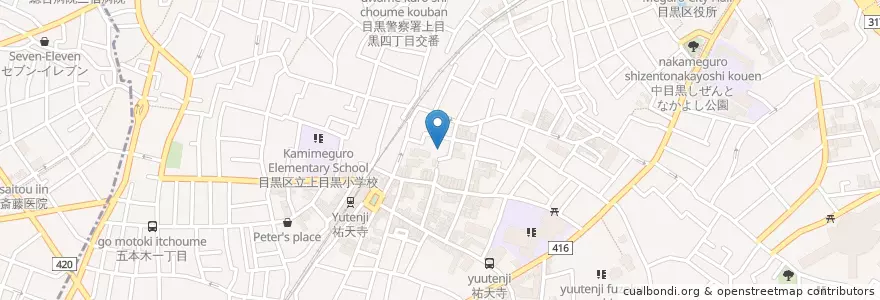 Mapa de ubicacion de 平塚幼稚園 en 日本, 東京都, 目黒区.