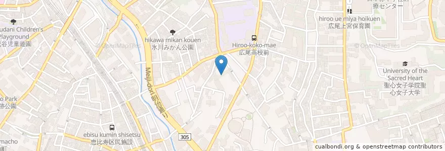 Mapa de ubicacion de 広尾幼稚園 en اليابان, 東京都, 渋谷区.