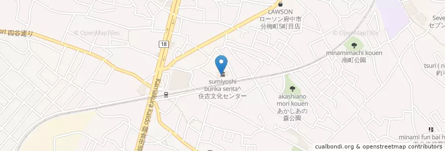 Mapa de ubicacion de 府中市立住吉図書館 en 일본, 도쿄도.
