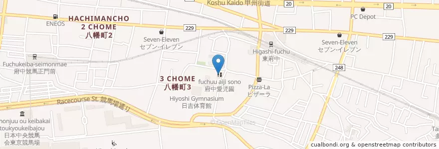 Mapa de ubicacion de 府中愛児園 en Giappone, Tokyo, 府中市.