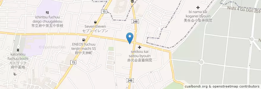 Mapa de ubicacion de 府中浅間郵便局 en Jepun, 東京都, 府中市.