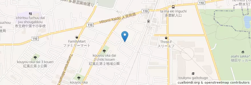 Mapa de ubicacion de Fuchū Momijigaoka Yūbinkyoku en 日本, 东京都/東京都, 府中市.