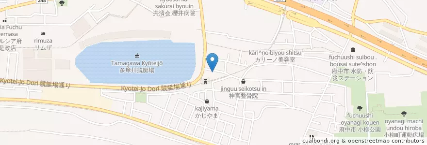 Mapa de ubicacion de 府中警察署多摩川競艇場前交番 en Giappone, Tokyo, 府中市.