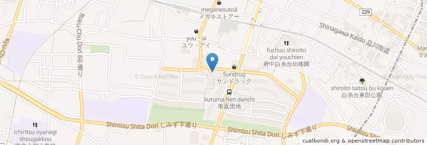 Mapa de ubicacion de 府中車返団地内郵便局 en Japão, Tóquio, 府中市.