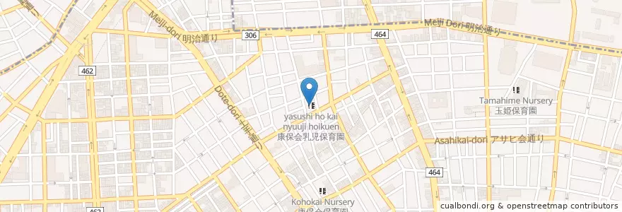 Mapa de ubicacion de 康保会乳児保育園 en ژاپن, 東京都, 台東区.