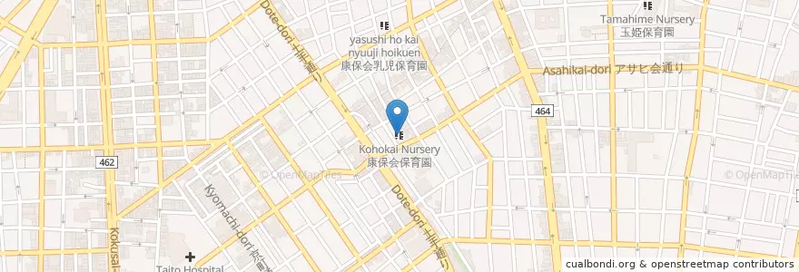 Mapa de ubicacion de 康保会保育園 en Giappone, Tokyo, 台東区.