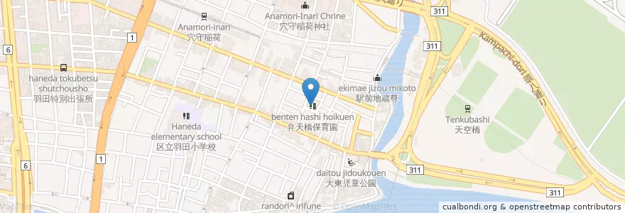 Mapa de ubicacion de 弁天橋保育園 en Japan, Tokio, 大田区.