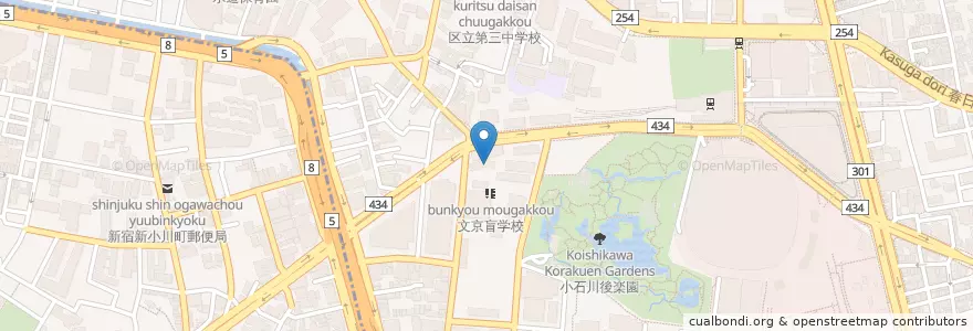 Mapa de ubicacion de 後楽幼稚園 en Japan, 東京都, 文京区.