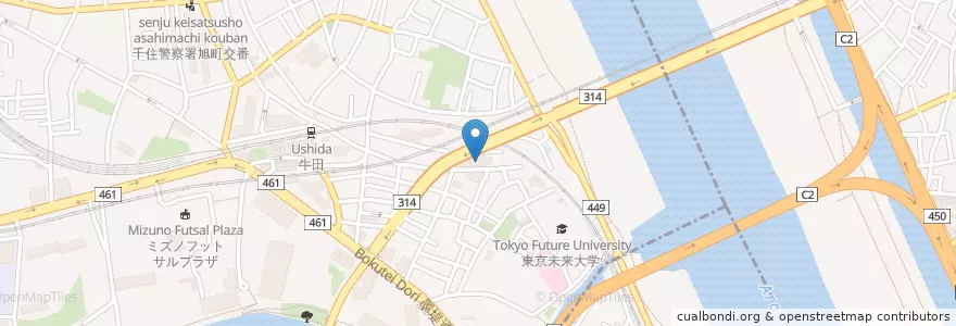 Mapa de ubicacion de 心和会足立共済病院 en Japonya, 東京都.