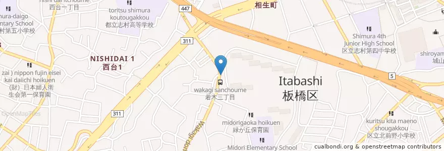 Mapa de ubicacion de 志村警察署 中台三丁目交番 en Япония, Токио, Итабаси.