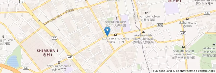 Mapa de ubicacion de 志村警察署小豆沢交番 en Japan, Tokio, 板橋区, 北区.